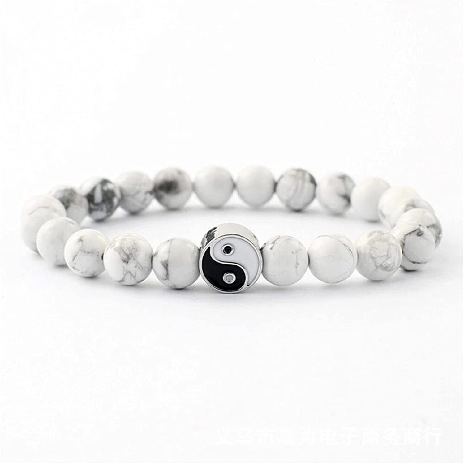 Tai Chi Bagua Bracelet Couple Gift8mm Beaded Natural White Turquoise Black Matte Chinese Style Yin Yang Tai Chi Bracelet