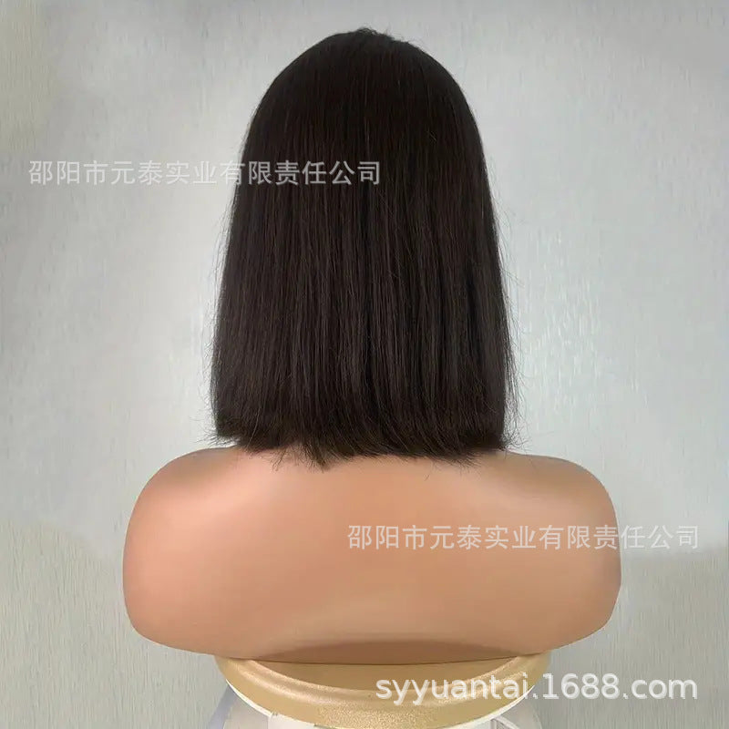 Short Bob with Bangs Human Hair Wig Full Machine Made Wigs