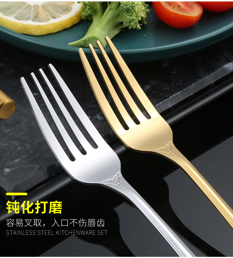 Stainless Steel Cutlery Restaurant Royal Court Knife Fork Spoon Set Hotel Western Cuisine European Retro Relief Steak Knife Fork