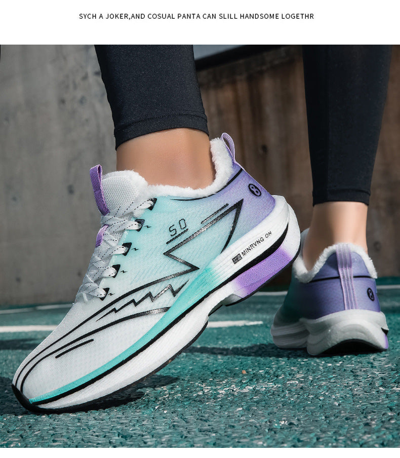 Red Rabbit8PRO Fleece-Lined Warm Running Shoes Outdoor Sports Casual Lightning Men and Women Real Explosive Carbon Plate Anti-Slip Running Shoes