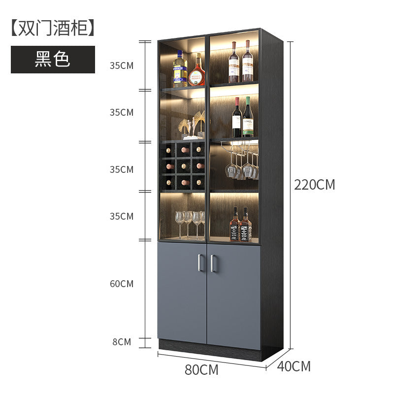 Apartment Wall-Mounted Sideboard Double-Door Wine Rack Storage Cabinet for Hotel Projects and Home Use LED Wine Cabinet