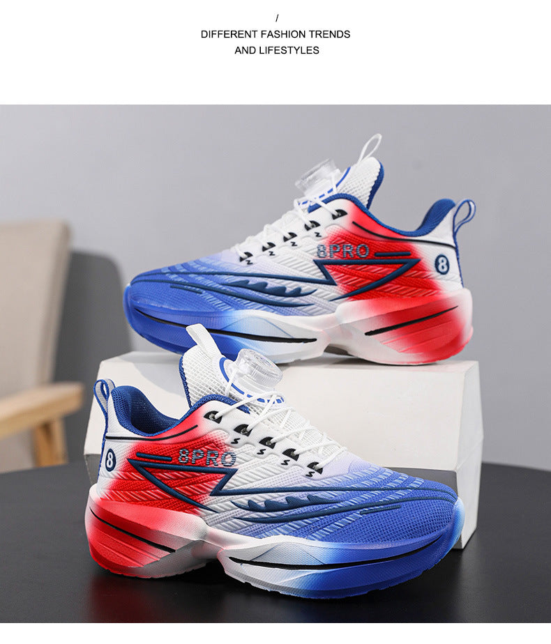 2025New Mesh Breathable Rotating Button Children's Shoes Student Training Running Shoes Red Rabbit Children's Mandarin Duck Sports Shoes