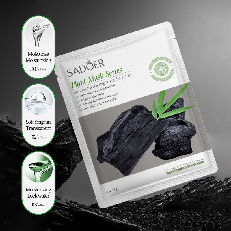Bamboo Charcoal Face Mask Sheet Pack25g SADOER Skin rejuvenation moisturizing hydrating face mask cross-border wholesale