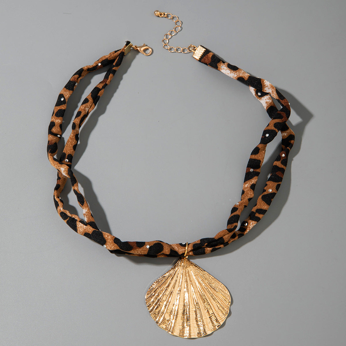 European and American Style Ocean-themed Cross Conch Starfish Pendant Leopard Print Exaggerated Necklace Collarbone Chain Jewelry