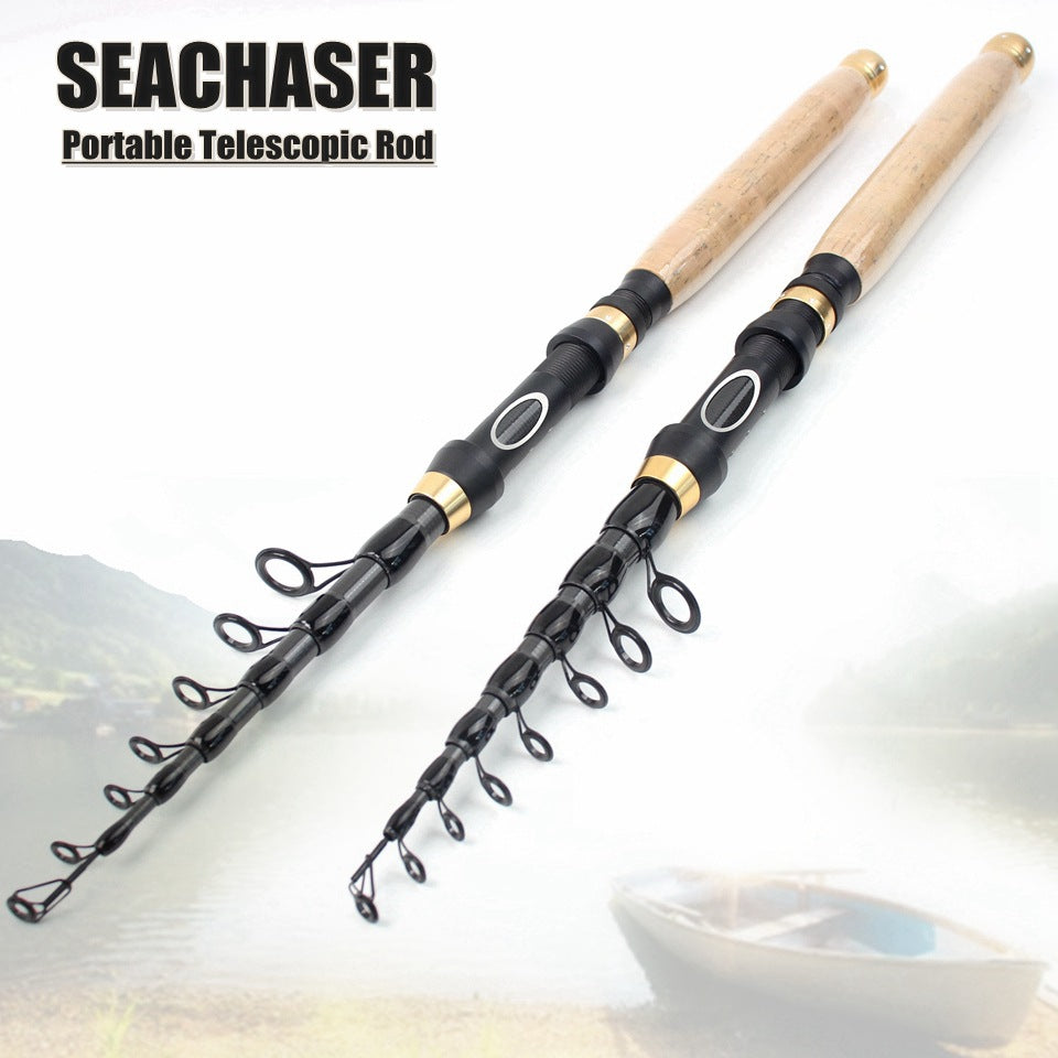 Manufacturer Wholesale Retractable Lure Rod Short Section Portable Small Sea Rod Wooden Handle Light Casting Rod Fishing Rod New Product