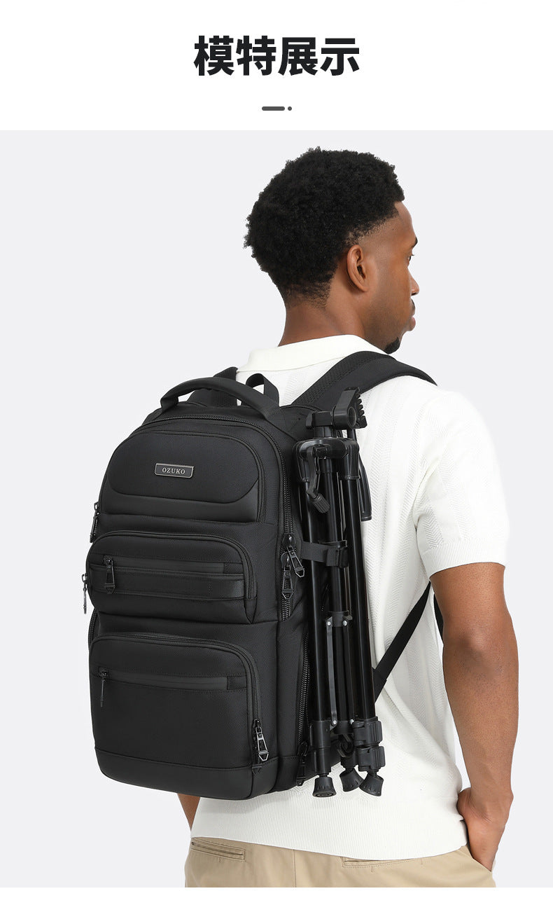 OZUKO Business Backpack Men's Computer Backpack Waterproof High-end Business Travel College Student Commuting School Bag