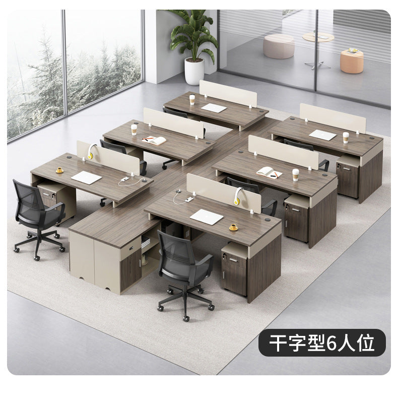 Financial Office Desk Employee Position Staff Office Desk and Chair Set Simple Modern Three-Person Company Computer Desk