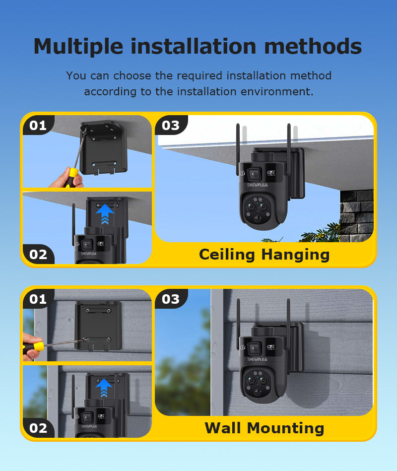 Exclusive Supply3Lens Hybrid Zoom15Double Waterproof Solar Camera6MP High Definition Wireless Multi-Zone