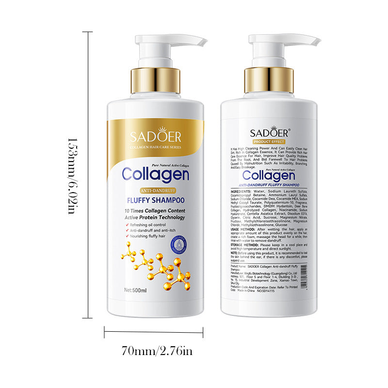 Full English Collagen Anti-Dandruff Shampoo500ml SADOER Smooth Clean Fluffy Shampoo Wholesale
