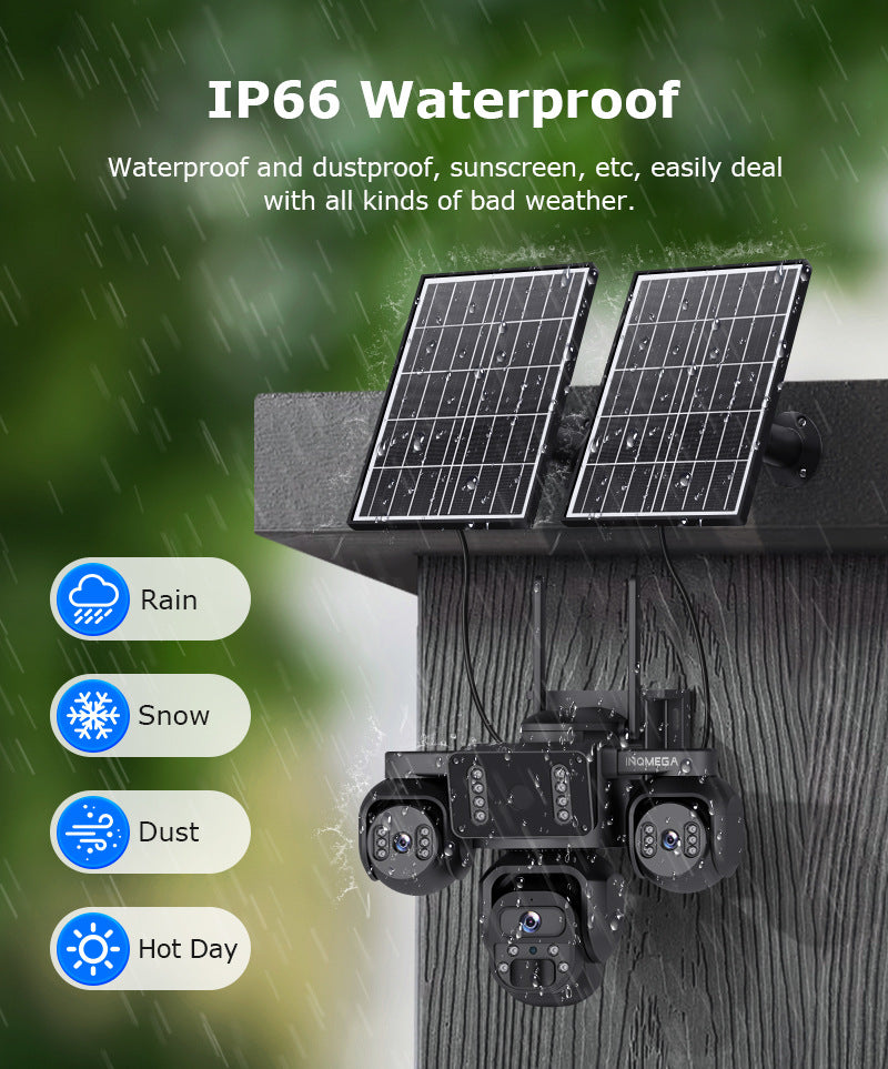 Three-eye Solar Camera AOV Low Power Consumption Camera9MP High Definition Full Color4G Solar Monitoring