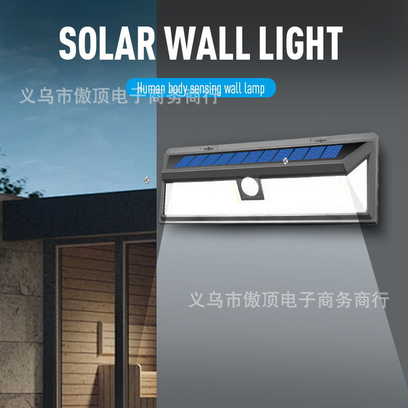 New Solar Wall Light Outdoor Human Body Sensor Light COB Courtyard Home Lighting Street Lamp Waterproof LED Garage Light