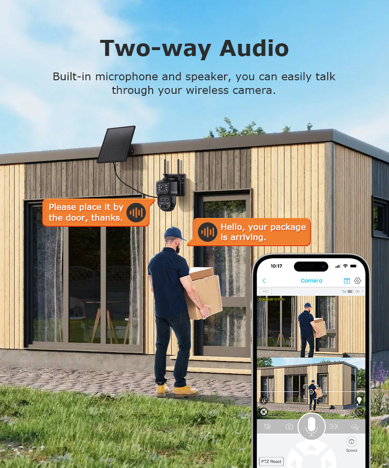 Outdoor4G Wireless HD Three Lens Solar Camera600Wan Remote Early Warning Fish Pond15Camera