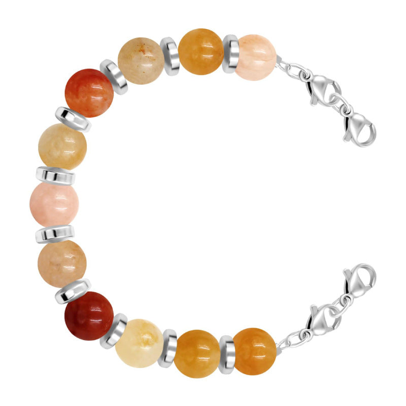 Women's Protein Yellow Jade Bracelet with Lobster Clasp, Can Hang Pendants DIY Bracelet8mm Beaded Agate Tiger Eye Spacer Bracelet