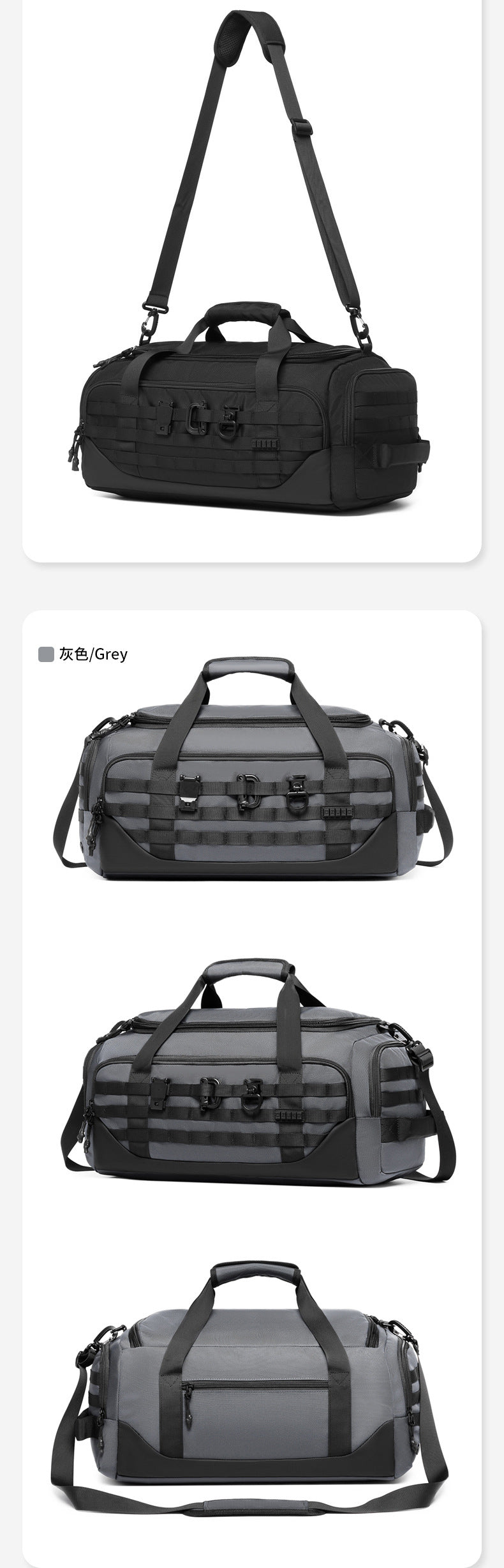 ozuko Men's Travel Bag Handheld Large Capacity Waterproof Sports Bag Tactical Commuting Multifunctional Business Travel Bag