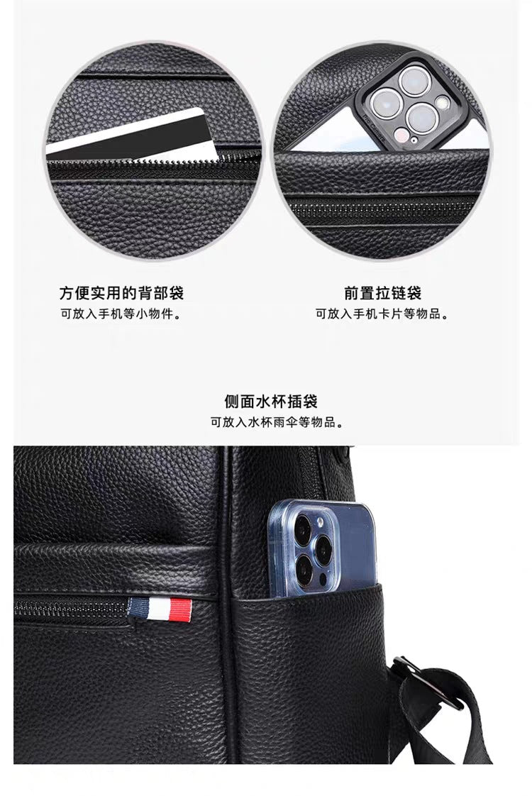 Anti-theft Backpack for Women Genuine Leather Travel Backpack with Fingerprint Unlock Versatile Casual Large Capacity Shoulder Bag