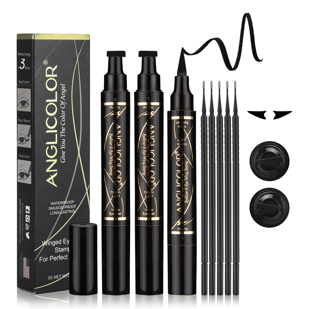 Double-ended Stamp Eyeliner Pen Waterproof Non-Smudge Pattern Stamp Eyeliner Pen Makeup Wholesale