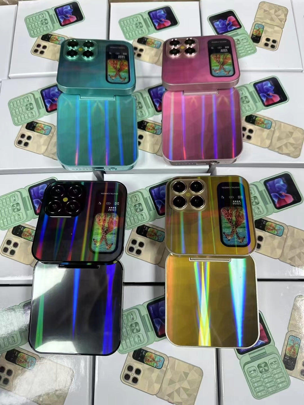 Mini flip Phone New i18pro Flip Phone2.4Dual SIM2G Button Folding Phone