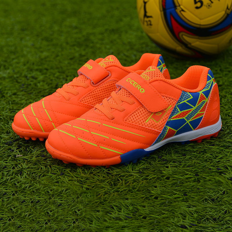 Men's Soccer Shoes TF Velcro Magic Tape Children's Sports Shoes for Primary and Secondary School Students and Teenagers for Sports Competitions and Training
