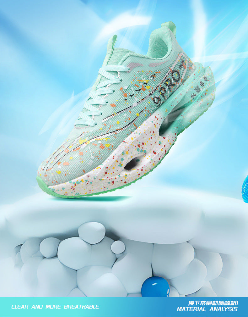 Autumn New Red Rabbit9Fluorescent Breathable Comfortable Couple Sports Shoes Ultra-Light Cushioning Rebound Anti-Slip Wear-Resistant Running