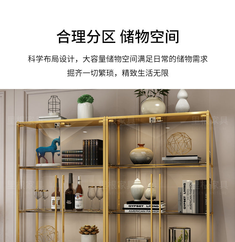 Simple Wine Cabinet Wall-Mounted Living Room Modern Simple Glass Storage Cabinet Home Storage Cabinet Light Luxury High-End Display Cabinet