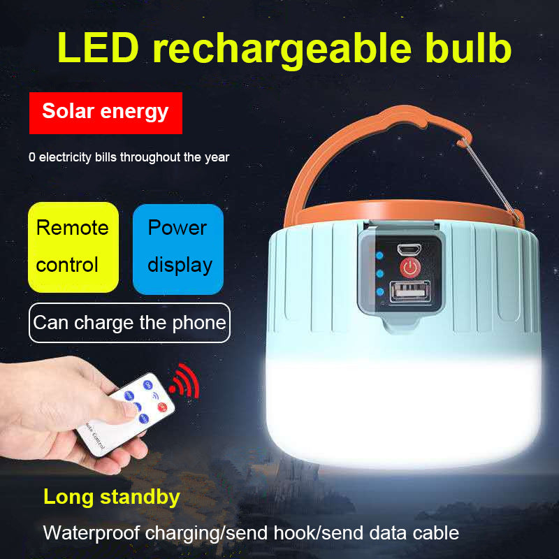 Outdoor Waterproof Solar Tent Light LED Bulb Light Power Outage Emergency Light Night Market USB Rechargeable Mobile Lighting Lamp