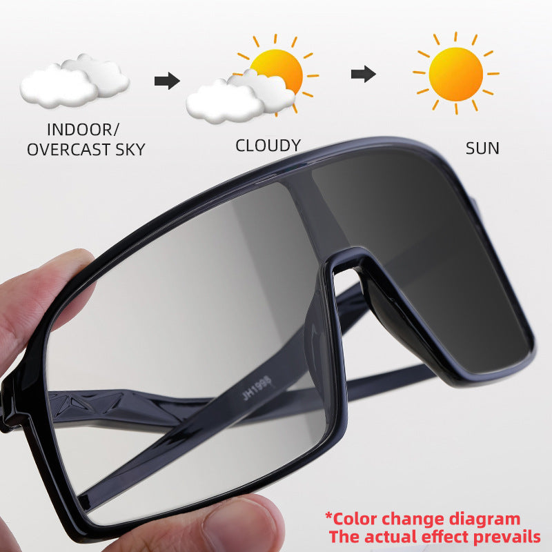 Cycling Sports One-piece Color-changing Sunglasses Men's Trendy Sunglasses Outdoor Mountaineering Sunscreen Glasses sunglasses