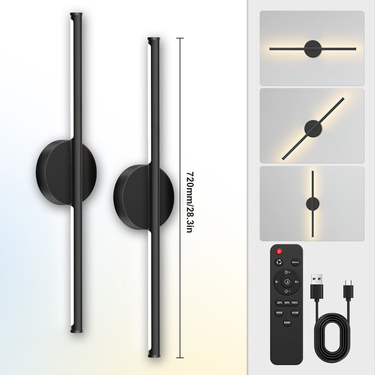 Rechargeable Two-tone Wall Lamp Indoor Wall Lamp Bedroom Bedside Wall Lamp Staircase Wall Lamp No Wiring Wall Lamp Long Strip Wall Lamp