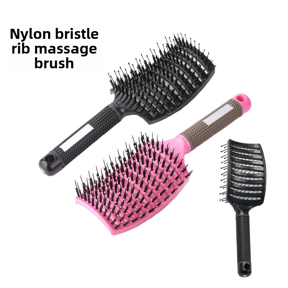 Large Curved Comb, Ribbed Hair Comb, Boar Bristle Curved Massage Comb, Nine-Row Comb, Styling Curling and Smoothing Comb, Cross-Border