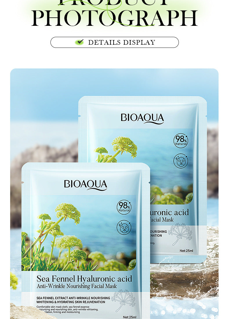 Sea Fennel Hyaluronic Acid Mask25ml  BIOAOUA Hydrating, Moisturizing, and Nourishing Cross-Border Wholesale