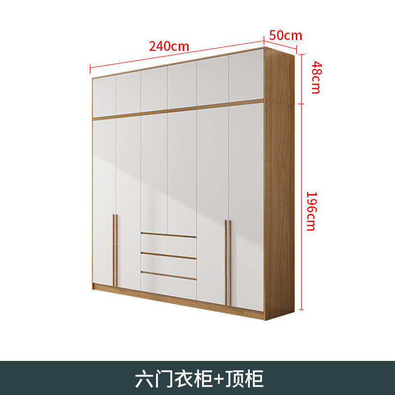 Natural Wood Color Cream Style Wardrobe with Flat Doors for Bedroom, Comes with Small Dressing Table, Freely Combinable Storage Cabinet