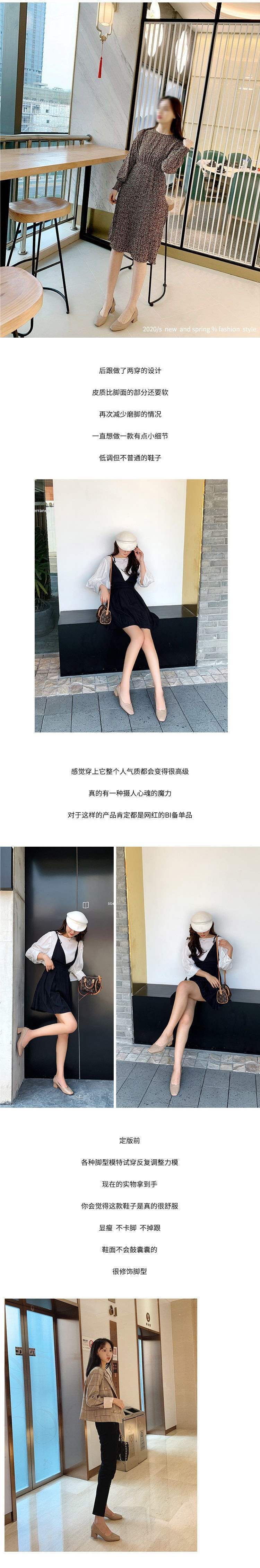 Real Soft Leather Autumn New Style Women's Single Shoes Thick Heel Shallow Mouth High Heels Korean Style Mom Shoes Mid Heel Versatile Grandma Shoes