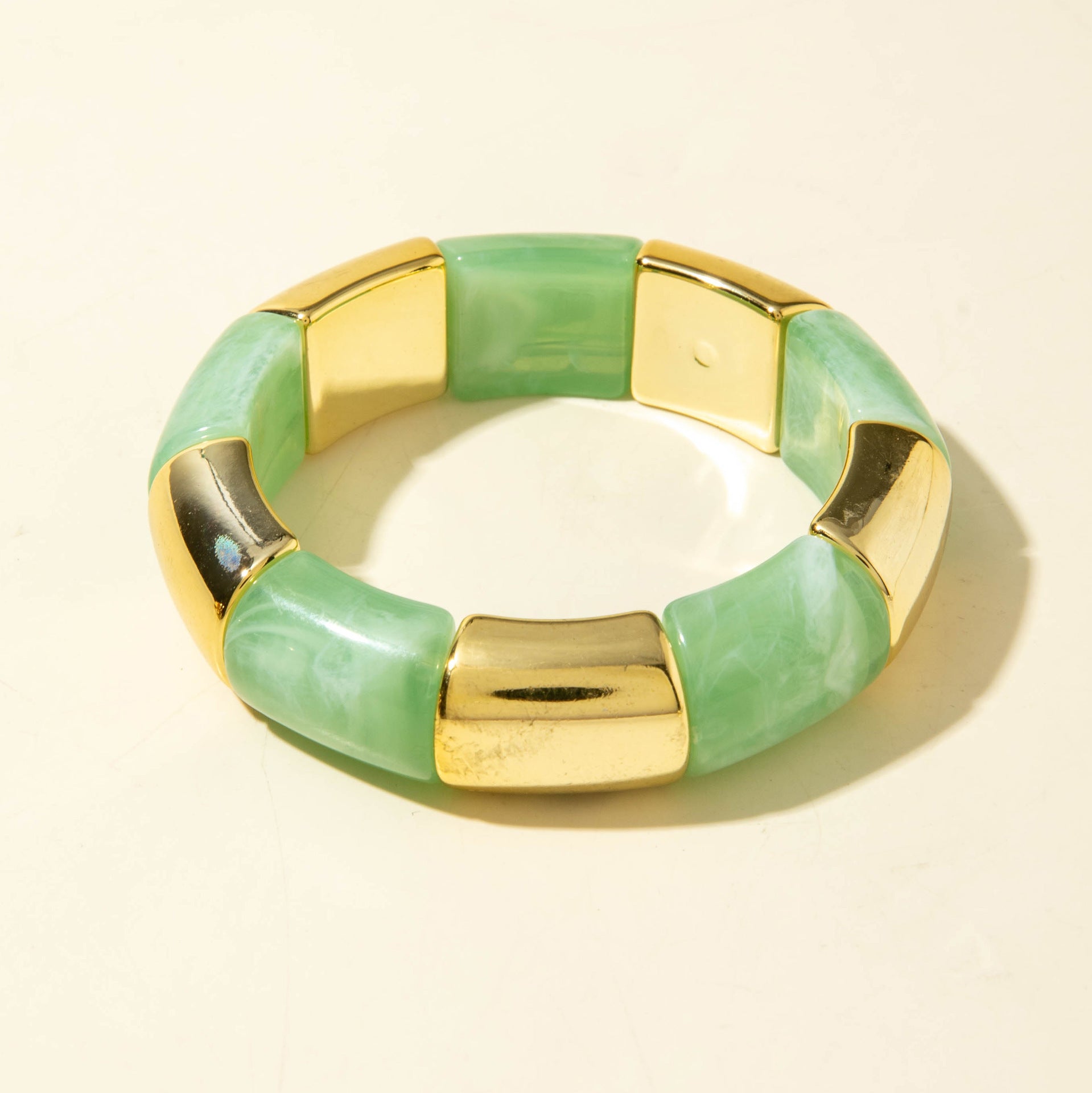 European and American Style Bohemian Bamboo Tube Color Block Elastic Beaded Bracelet Simple Fashion Bracelet Wholesale