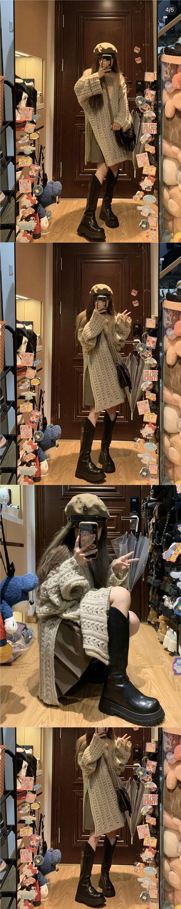 Spicy Girl Knight Long Boots2025New Women's Boots for Autumn and Winter, Thick-Soled Height-Increasing Leather Boots, High-Tube Elastic Slim Boots