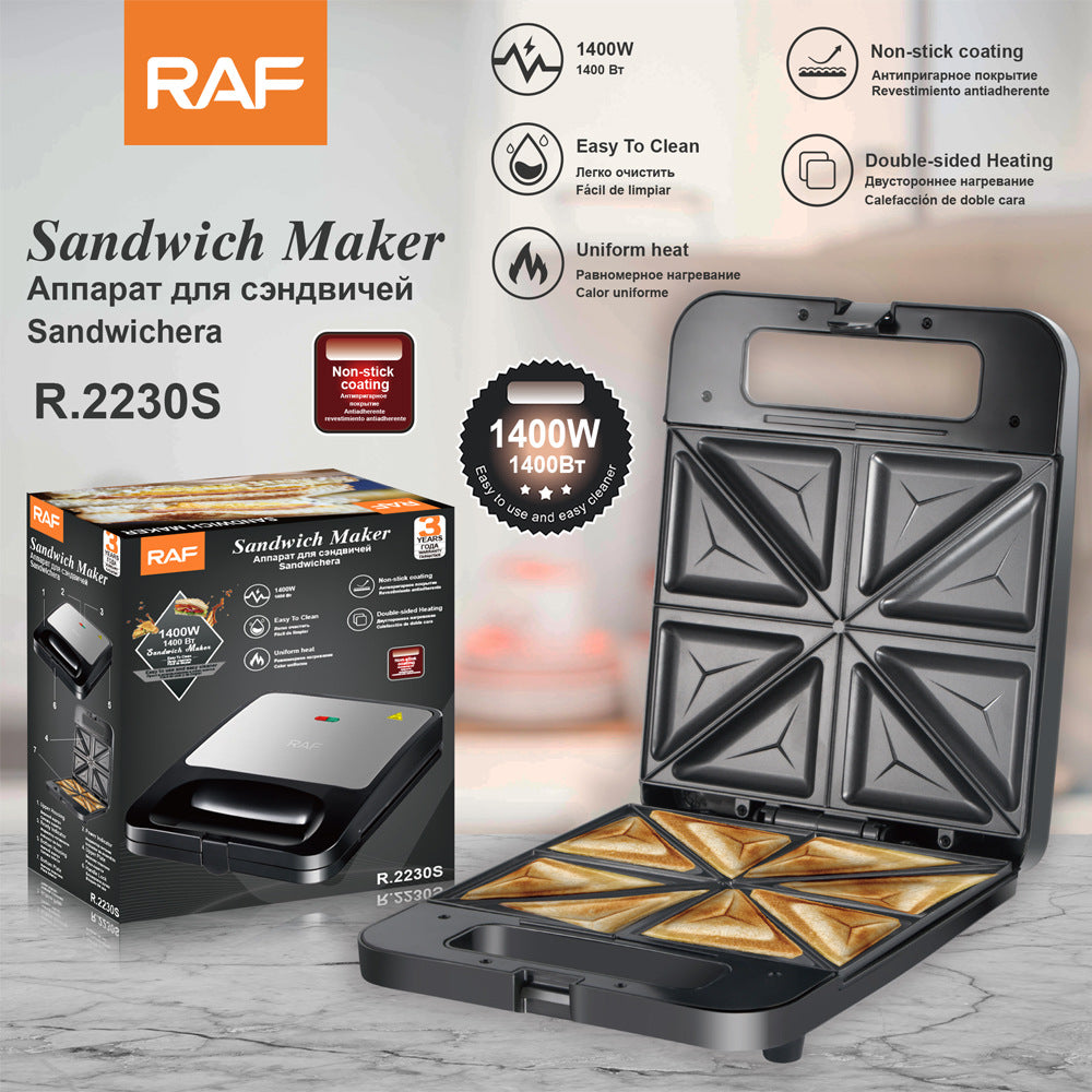 RAF European Standard Household Striped Breakfast Maker Internet Celebrity Mini Sandwich Maker Light Food Machine Baking R.2230S