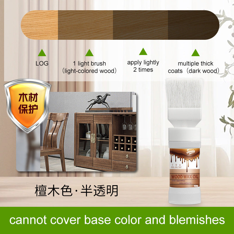 New Furniture Renovation Care Semi-Transparent Water-Based Wood Wax Oil with Brush Multi-Color Wood Protection Coating