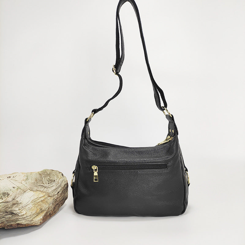 Genuine Leather Crossbody Bag for Women2025Versatile Soft Top Layer Cowhide Large Capacity Shoulder Bag for Middle-aged Moms, Light Luxury Style