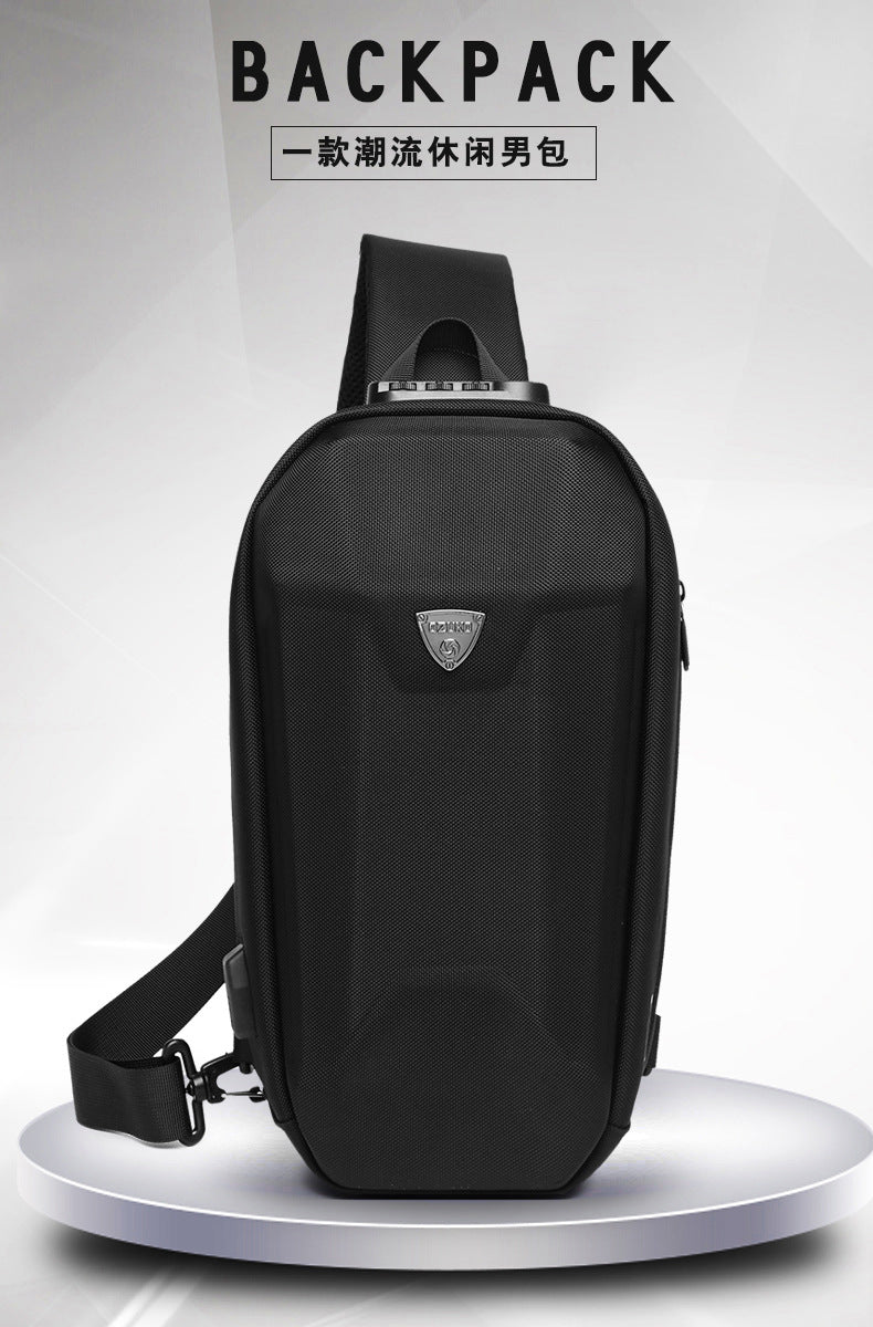 OZUKO Hard Shell Chest Bag Men's Crossbody Bag Anti-Theft Waterproof Cycling Outdoor Multi-Functional Sports Shoulder Bag
