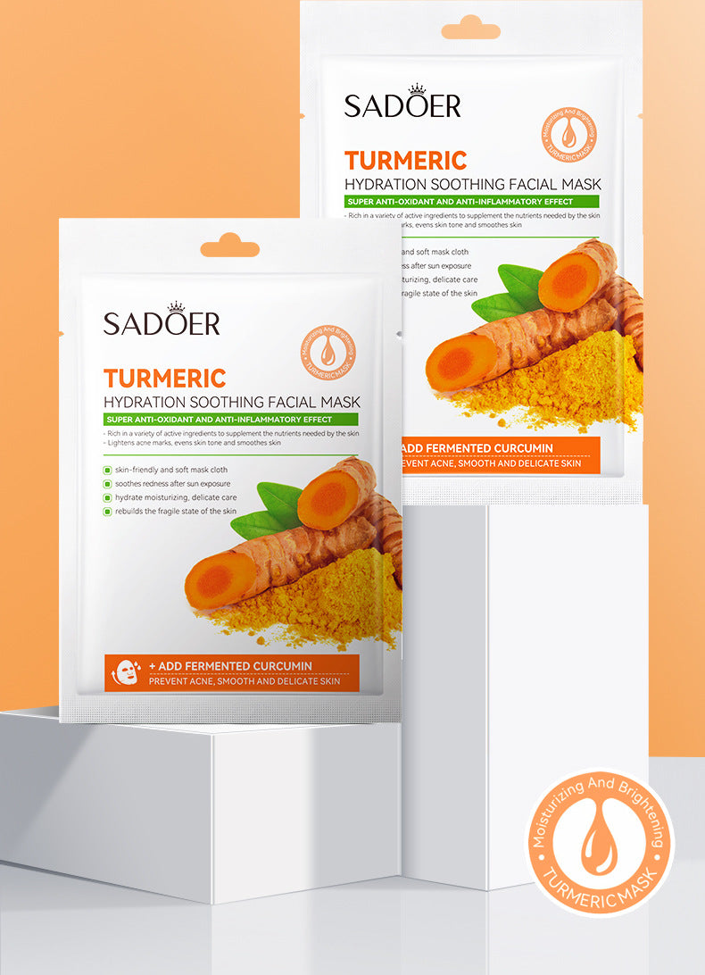 Full English Turmeric Mask SADOER Hydrating and Moisturizing Facial Mask Sheets  Foreign Trade Live Wholesale