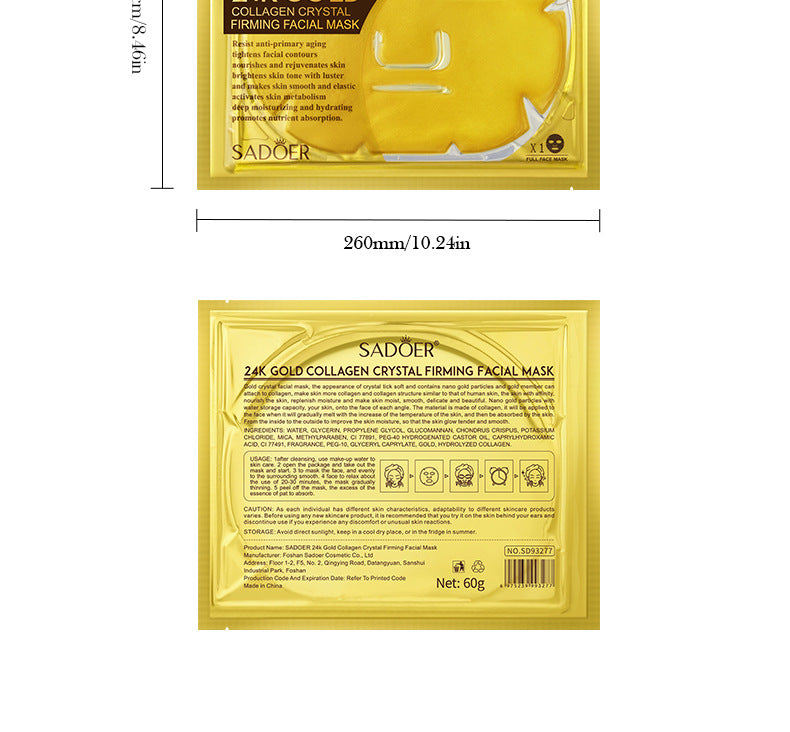 24k Gold Collagen Mask60gSADOER Crystal Hydrating Moisturizing Mask Cross-Border Wholesale