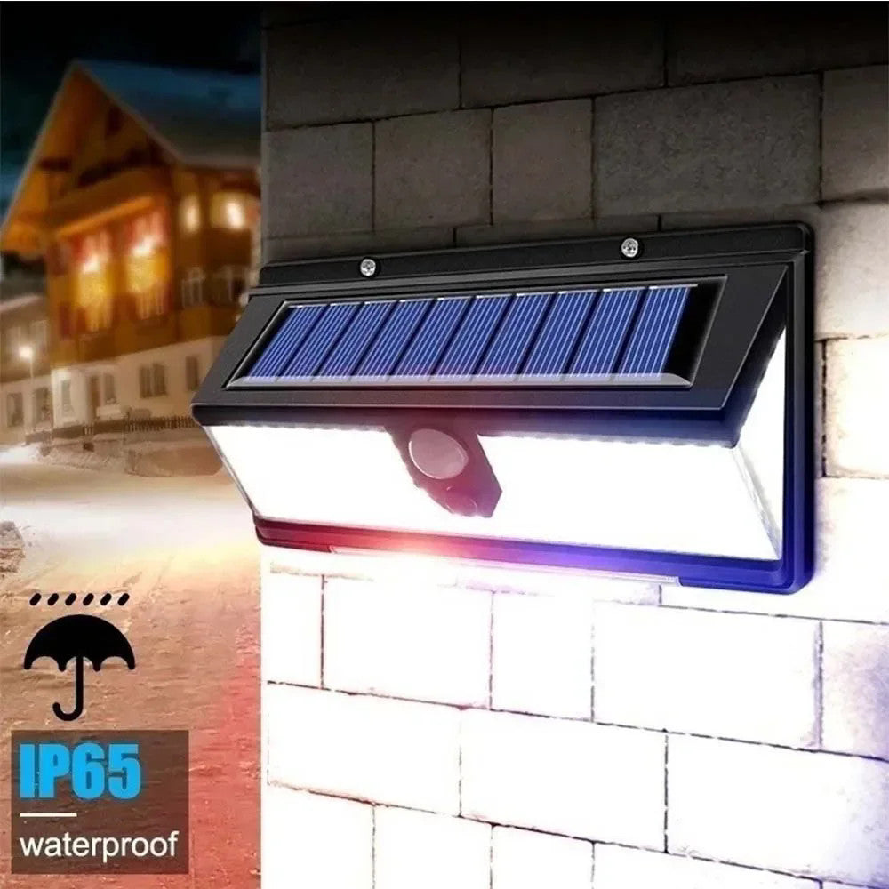 New solar light outdoor wall lamp190LED Human Body Sensor Garden Light Three-Sided Emitting Small Street Light with Colorful Lights