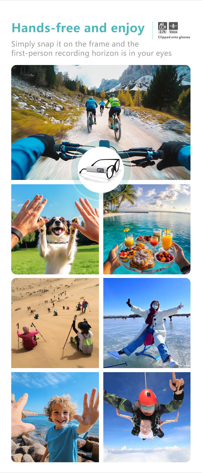 New2K HD Eyewear Head-Mounted Recorder Video Device Portable Life Camera Outdoor Sports Camera