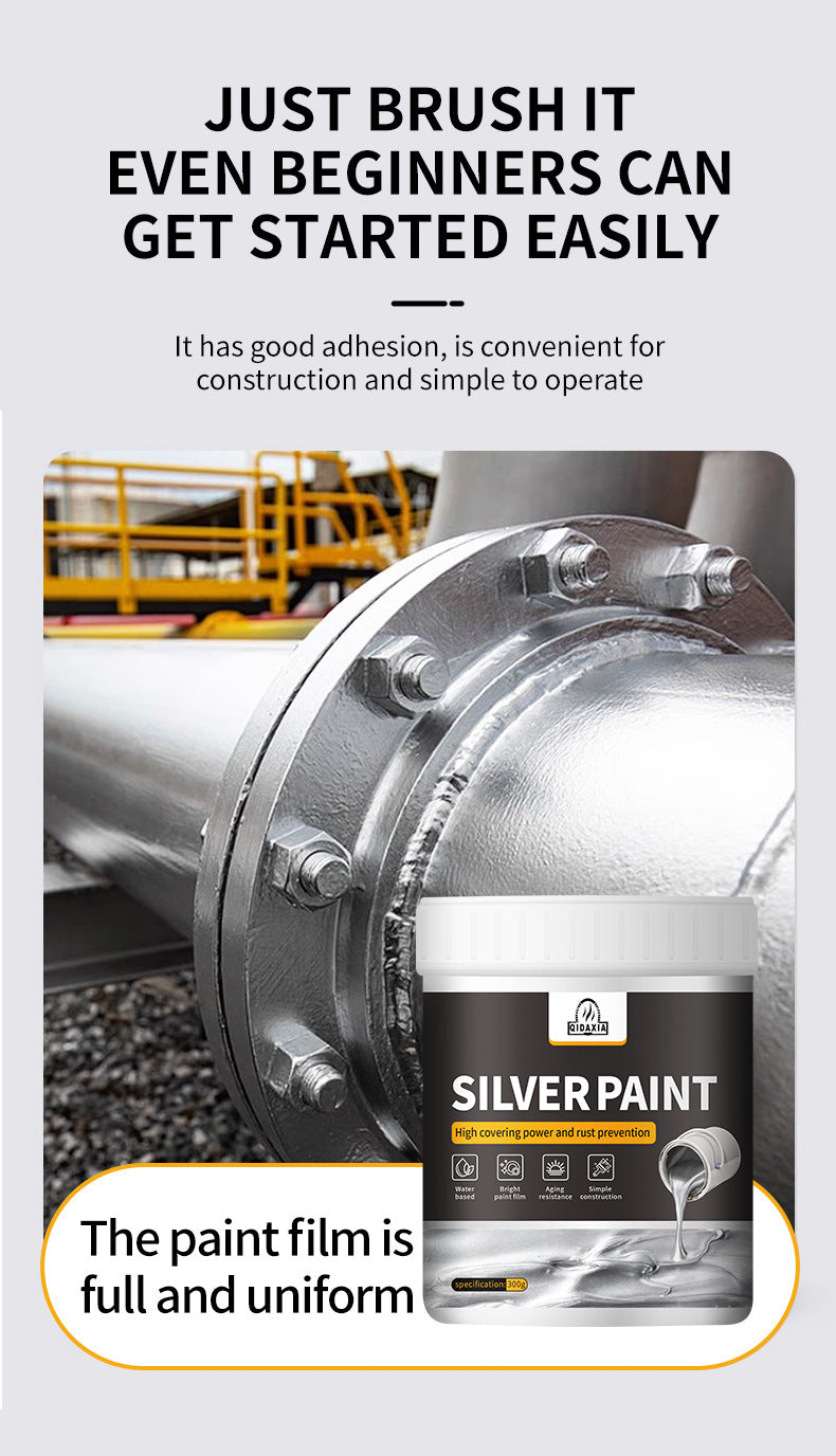 Water-based Silver Foil Paint Metallic Paint Iron Art Iron Gate Railing Renovation Anti-rust Paint with Brush Paint Manufacturer Silver Paint