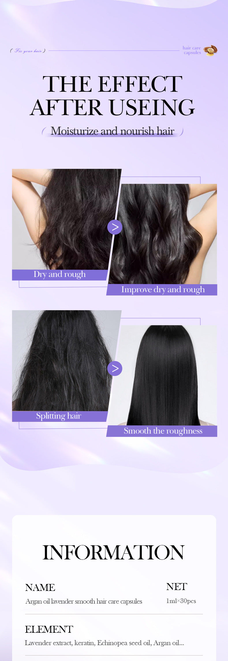 Full English Nut Oil Hair Care Capsules SADOER Improve Frizz Essential Oil Capsule Conditioner  Wholesale