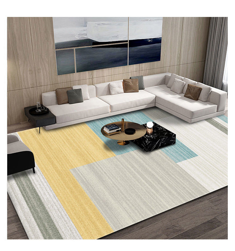 Carpet for Living Room, Stain-Resistant, Easy to Clean, Crystal Velvet Sofa Coffee Table Rug, Cooling, Silent, Light Luxury, Non-Slip Bedroom Bedside Rug
