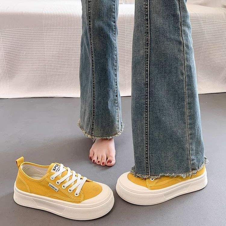 Women's Platform Canvas Shoes2025Summer New Breathable Versatile Casual Thin Height-Increasing White Sneakers
