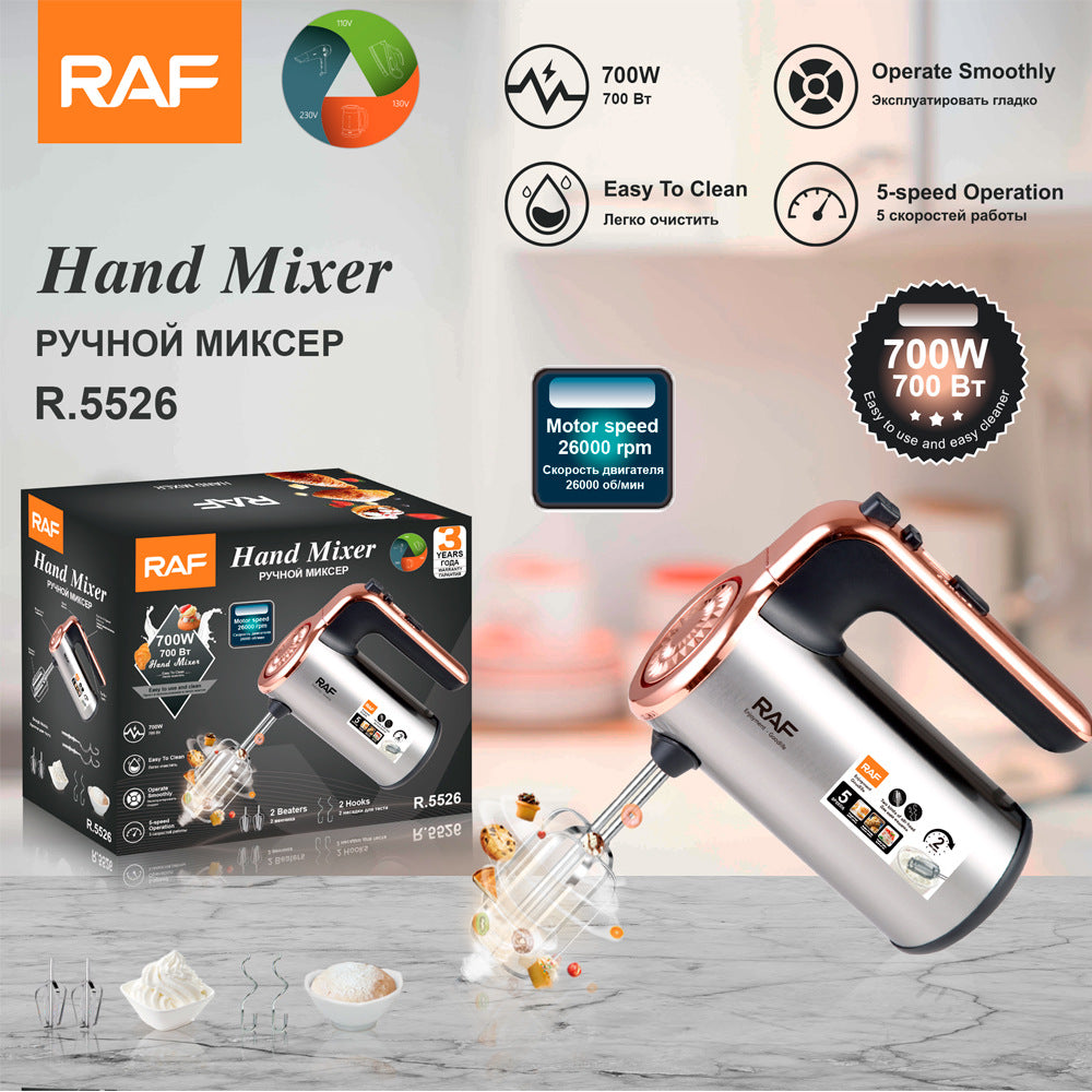 RAF EU Standard Household Stainless Steel Egg Beater Electric Baking Cake Cream Whisk Handheld Mixer R.5526
