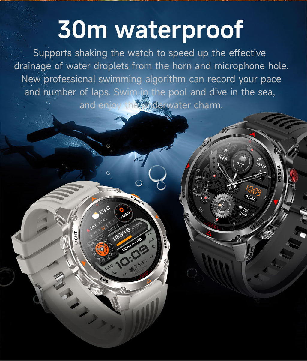 HT37Smart Watch1.46inch Bluetooth Call Heart Rate Pedometer GPS Beidou Positioning Three-Proof Sports Track
