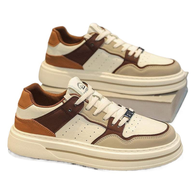 Internet Celebrity Men's Shoes Winter Versatile Casual Trendy Brand Sneakers Leather Waterproof Student Sports Height-Increasing White Trendy Shoes