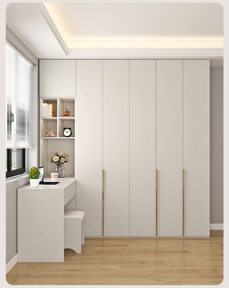 Wardrobe Solid Wood Hanging Area Multi-Bedroom Home Eco-Board Children's Room Corner Computer Desk Desk Cabinet Integrated Wardrobe