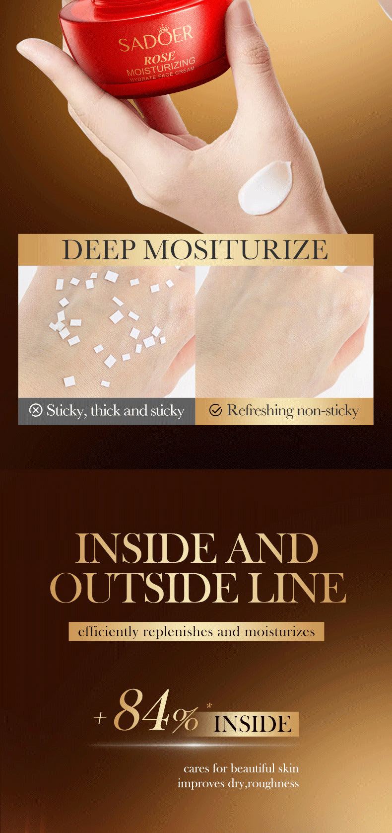 Rose Moisturizing and Skin Rejuvenating Cream SADOER Plant Moisturizing and Hydrating Face Cream Cross-Border Wholesale